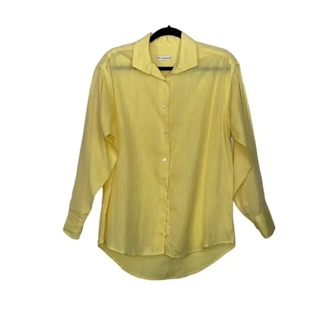 Jill McGowan Soft Yellow Linen Button Down‎ Size M/L